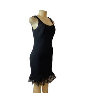 Teri Jon Black Sleeveless Lace Hem Sheath Knee Length Dress Size 4